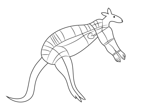 Aboriginal Painting Of Kangaroo Coloring Page